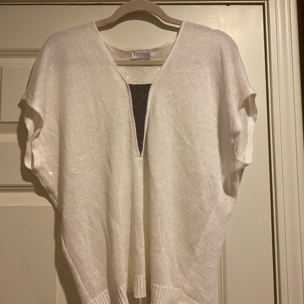 brunello cucinelli short sleeve sweater top